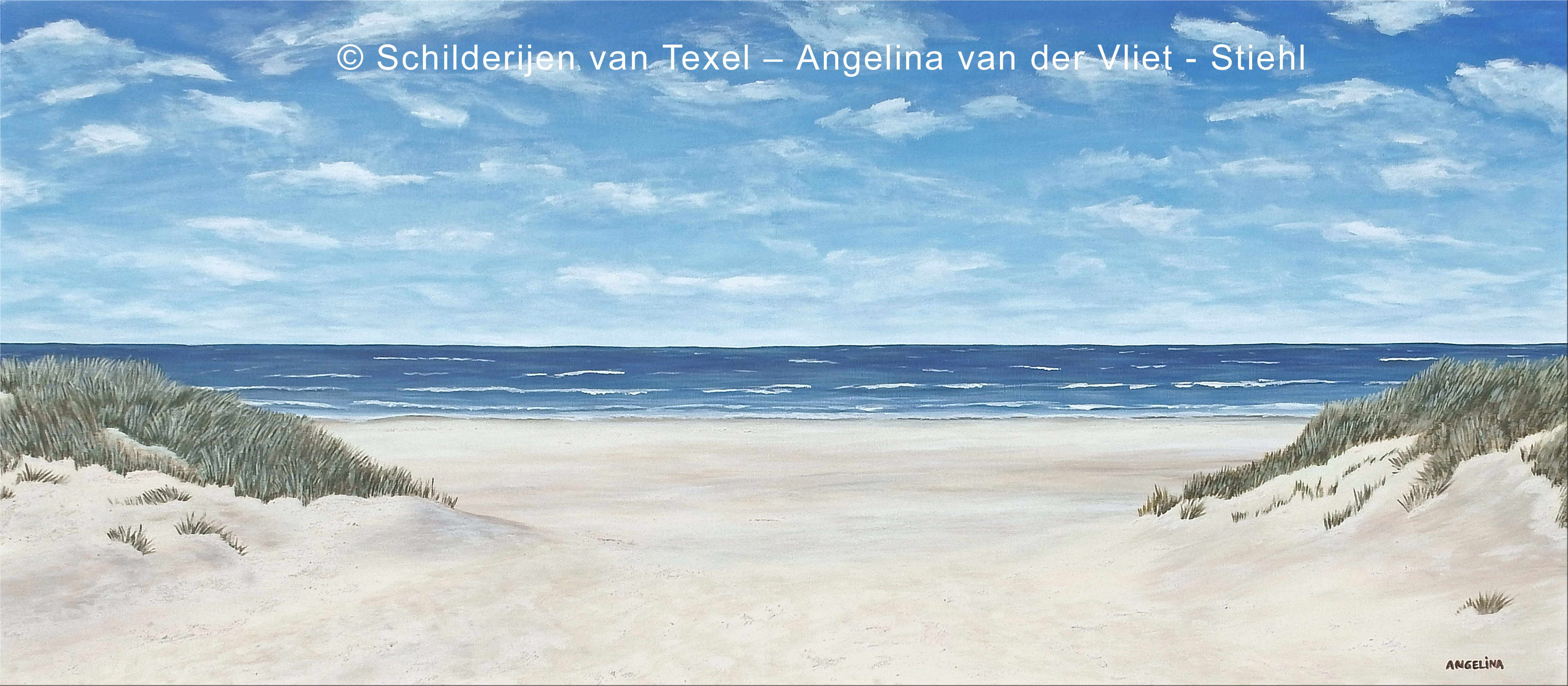 Schilderij Strandopgang Texel door Texels beeldend kunstenaar Angelina van der Vliet - Stiehl